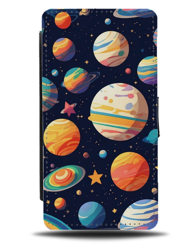 Children's Cartoon Space Style Flip Wallet Case Planets Kids Storybook Look BX54
