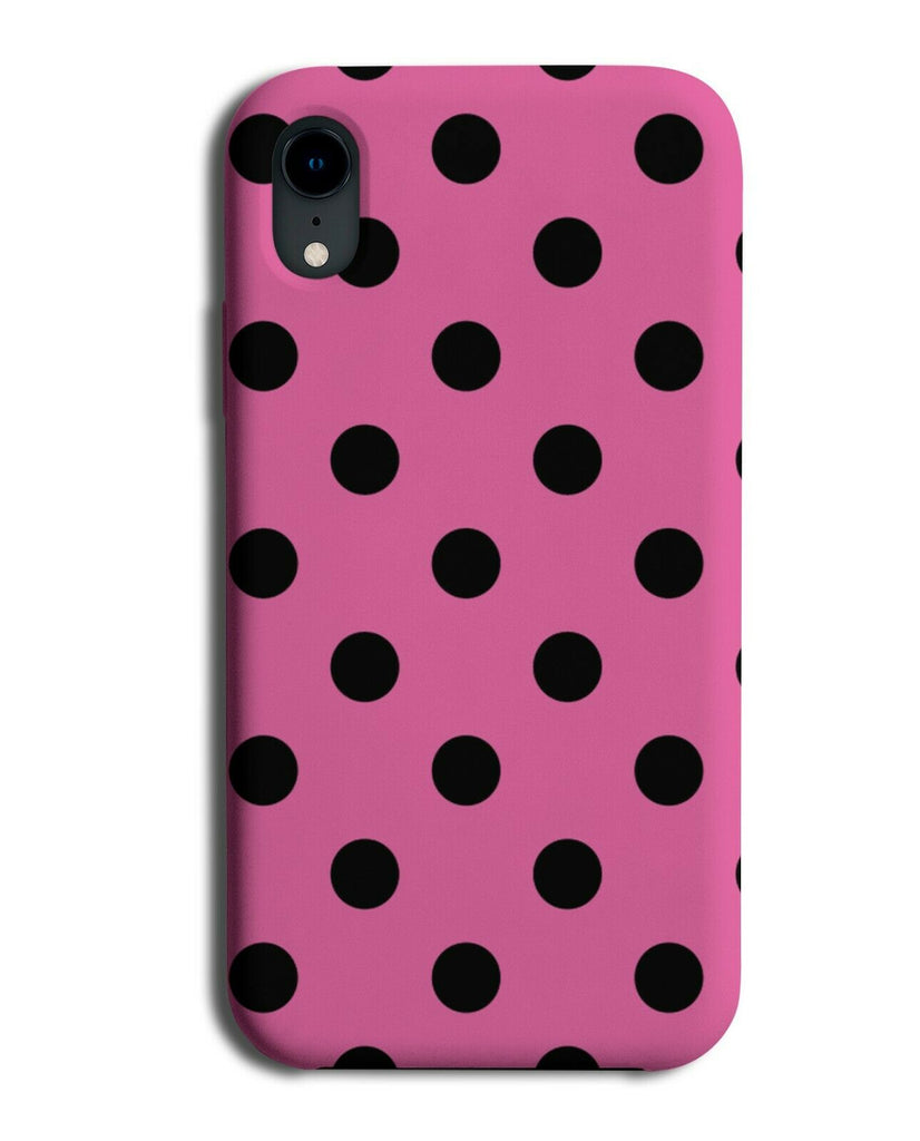 Hot Pink & Black Polka Dots Phone Case Cover Dots Design Pattern Print Dark i573