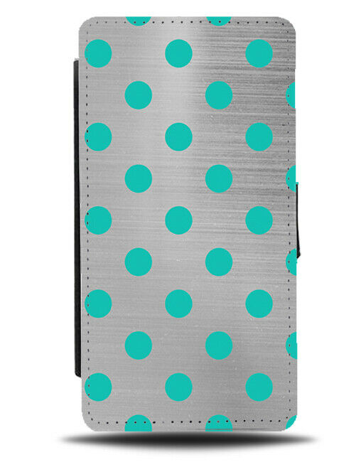 Silver and Turquoise Green Spotted Flip Cover Wallet Phone Case Dots Spotty i495