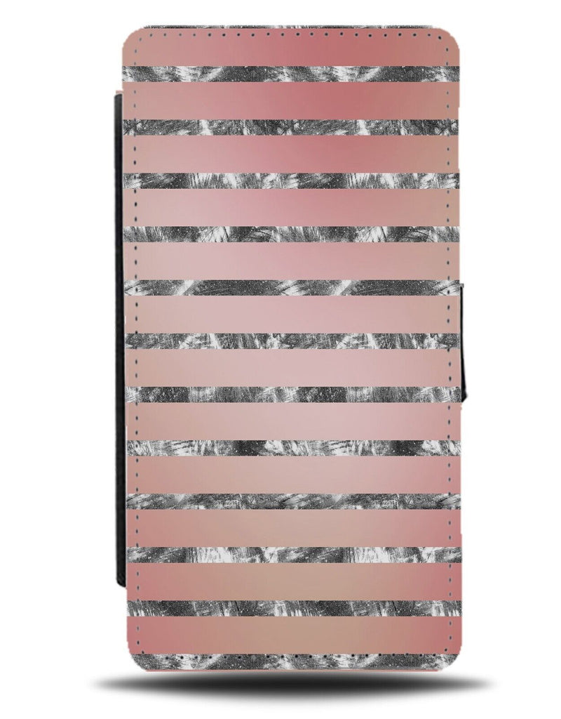 Rose Gold and Silver Foil Printed Pattern Flip Wallet Case Print Stripes AZ91