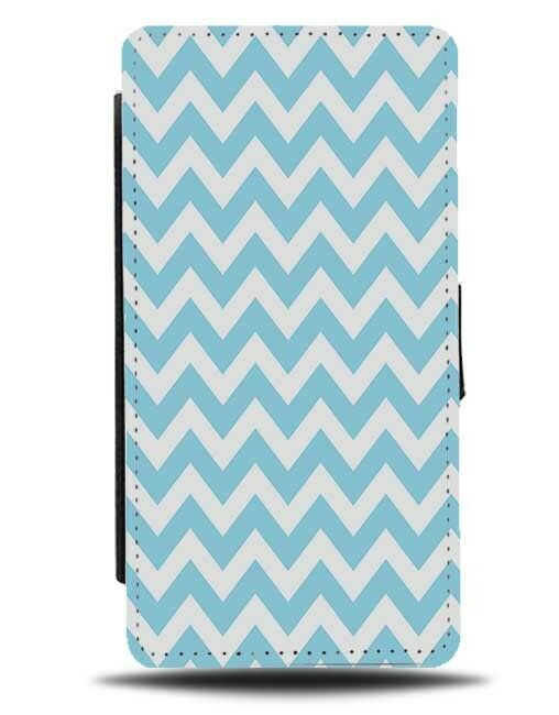 Baby Blue and White Zig Zag Design Flip Wallet Case ZigZag Lines Pattern F752