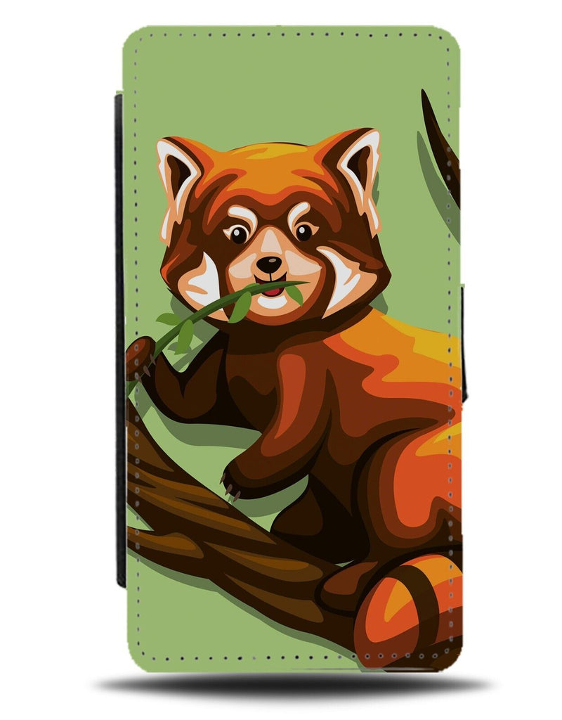 Cartoon Chinese Red Panda Flip Wallet Case Pandas Eating Leaves Fat Chubby CA67