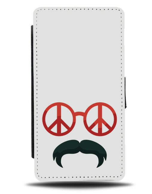 Beatles Peace Glasses Flip Wallet Case Symbol Shape Outline Moustache 60s J930