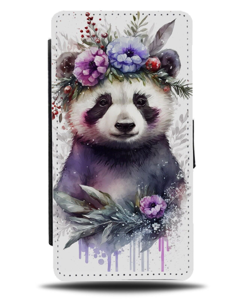 Purple Watercolor Panda Bear Flip Wallet Case Pandas Posh Stylish Girls AY07