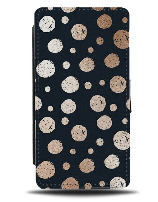 Black and Rose Gold Paint Splotch Markings Flip Wallet Case Splotches Shape G101