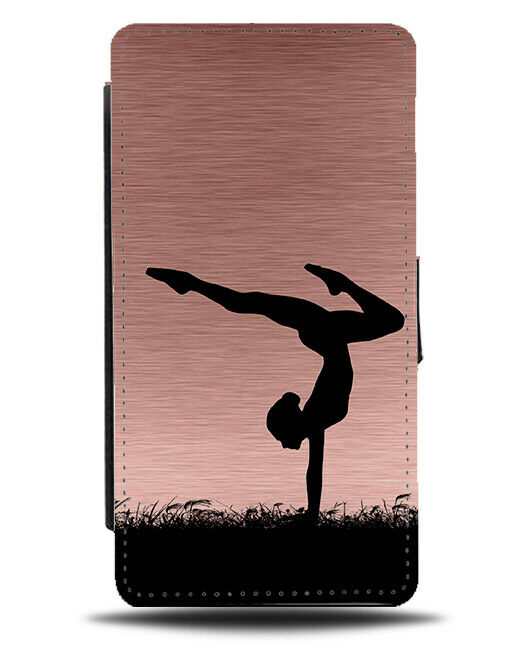 Gymnastics Flip Cover Wallet Phone Case Gymnast Girls Womens Rose Gold i676