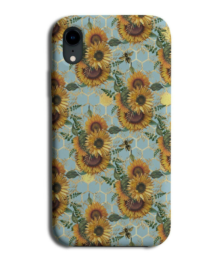 Blue Geometric Flowery Phone Case Cover Sunflower Sunflowers Yellow Petals G235
