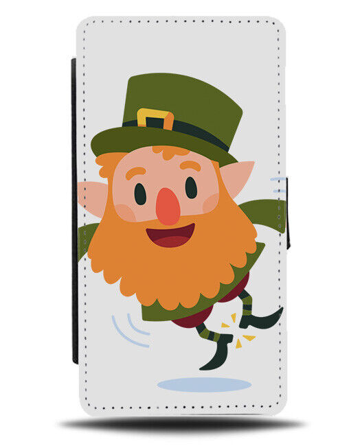 Happy Leprechaun Jump Flip Wallet Case Irish Beard Cartoon Outfit J599