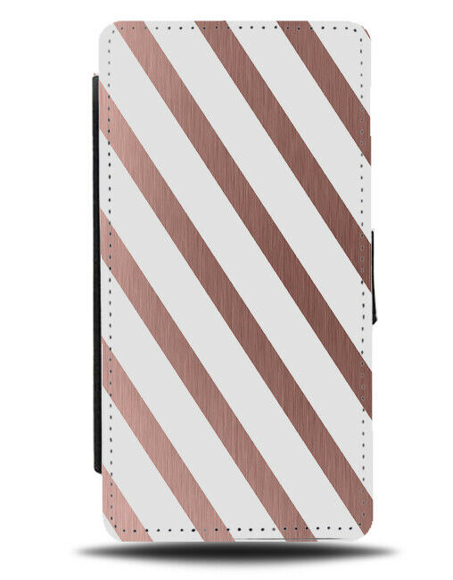 White and Rose Gold Stripes On Flip Cover Wallet Phone Case Stripes Pattern i808