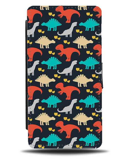 Childrens Dinosaur Pattern Flip Wallet Case Dinosaurs Dino Dinos Colourful AJ79
