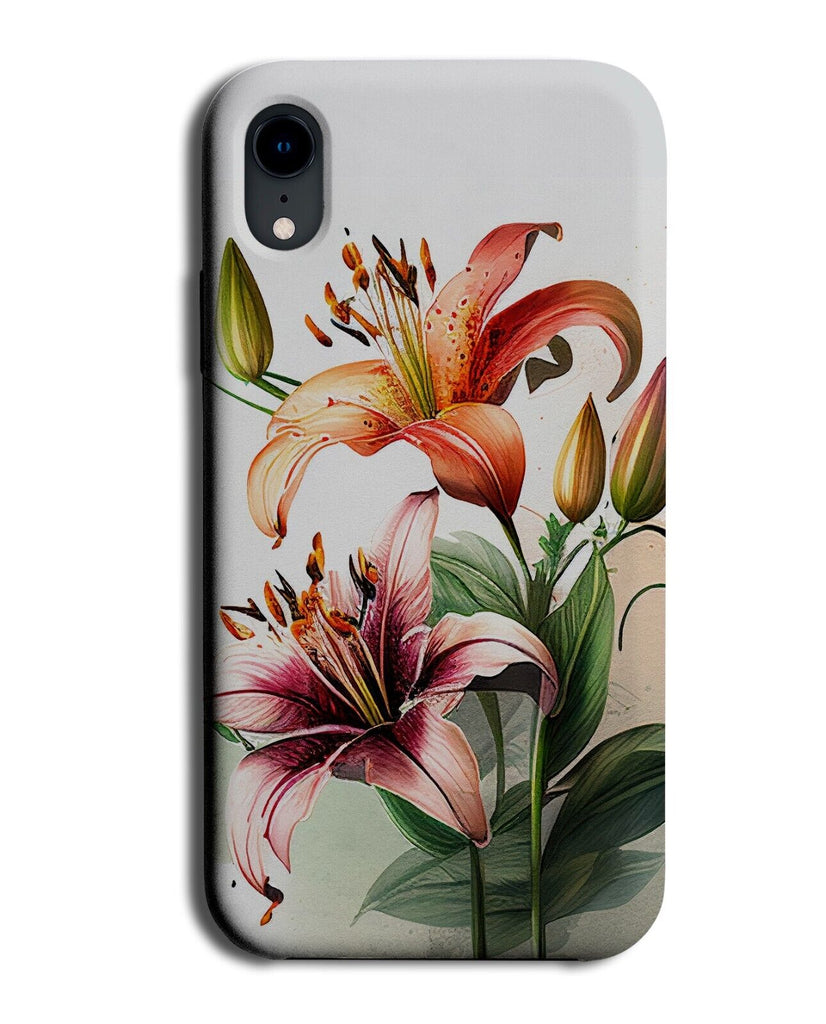 Watercolour Lilies Flowers Phone Case Cover Lilly Petals Flower Floral Red DC46