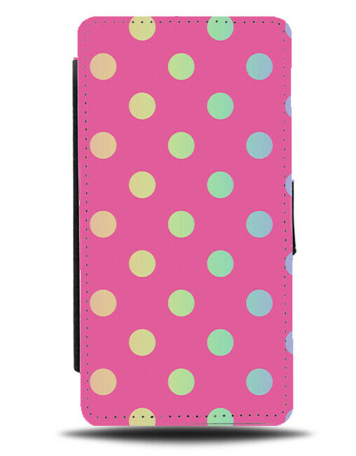 Hot Pink and Rainbow Polka Dots Flip Cover Wallet Phone Case Dot Pattern i569