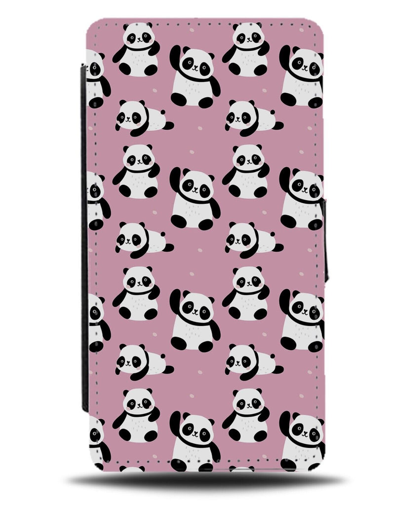 Panda Bear Pattern Flip Wallet Case Bears Pandas Waving Funny Wallpaper AQ41