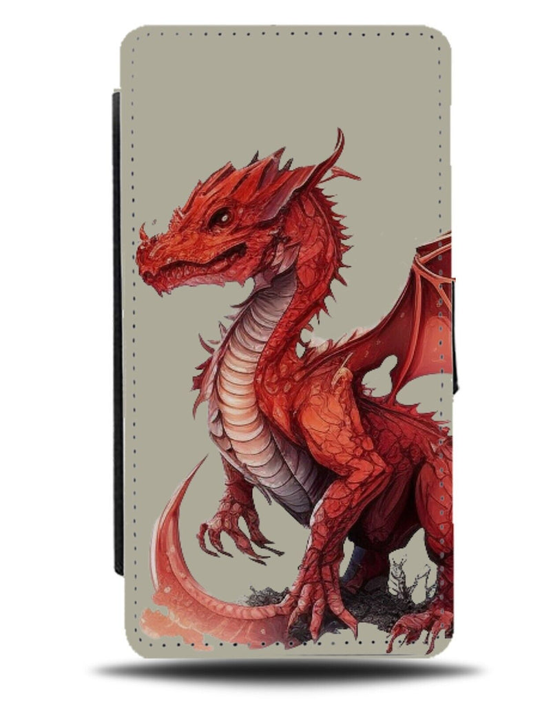 Red Dragon Body Flip Wallet Case Magical Mythical Dragons Flying Fiery BF47