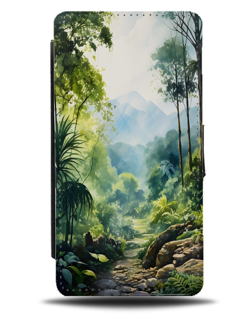 In The Jungle Watercolour Artwork Flip Wallet Case Jungles Bushes Trees DB04