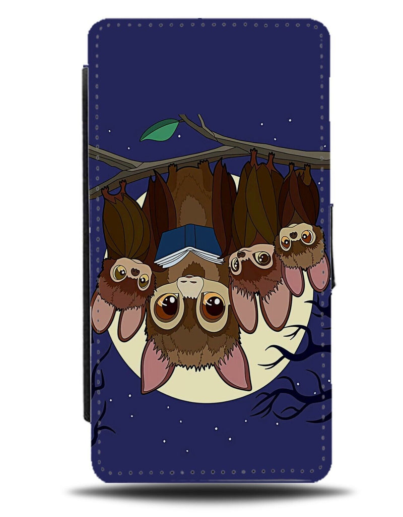 Upside Down Hanging Bats Flip Wallet Case Bat Hang Vampire Halloween Moon AH05