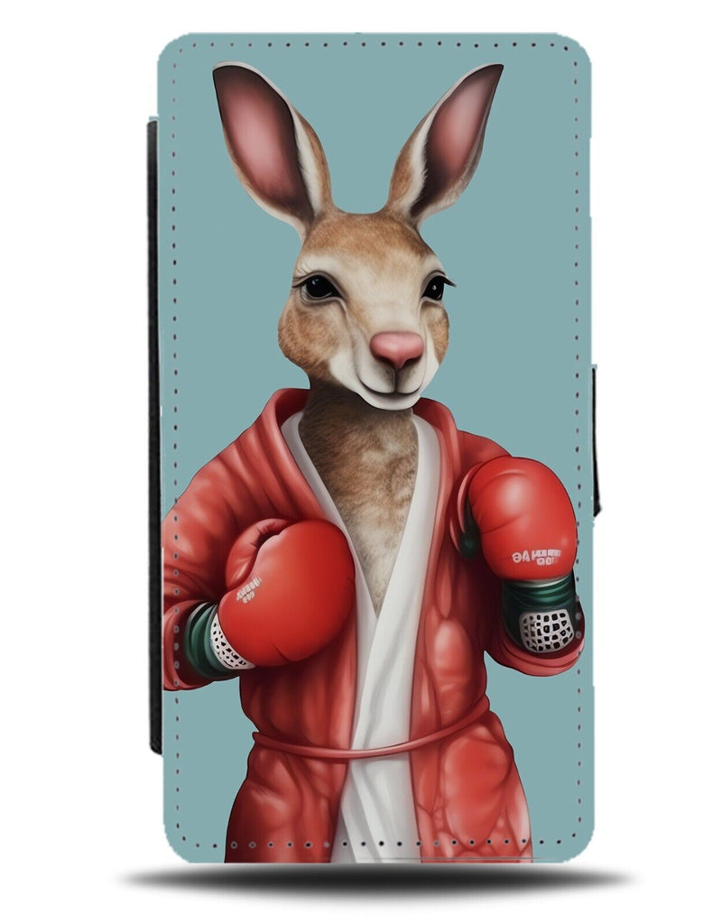Kangaroo Boxer Flip Wallet Case Kangaroos Boxing Gloves Red Robe Roo Roos CZ29