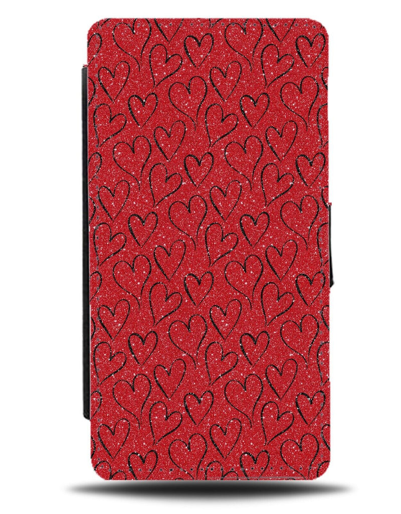 Red Love Heart Doodles Flip Wallet Case Doodles Valentines Day Outlines CE65