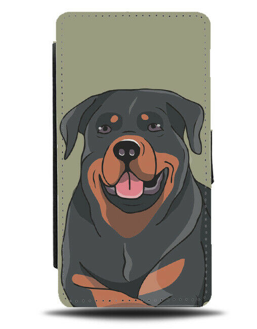 Sketched Rottweiler Picture Flip Wallet Case Drawing Painting Photo Dog K231