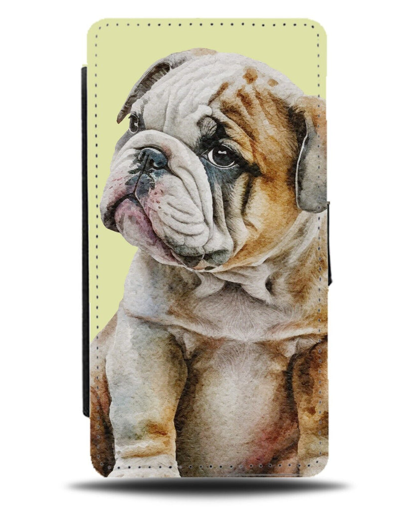 Puppy English Bulldog Flip Wallet Case Bulldogs Bull Dog Dogs Painting AM74