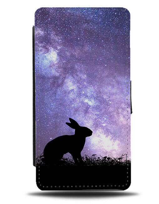 Rabbit Flip Cover Wallet Phone Case Rabbits Bunny Bunnies Galaxy Moon i222