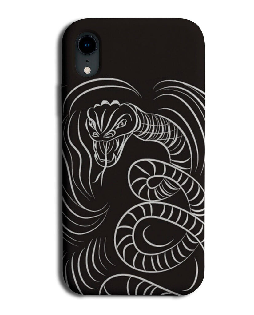 Black and White Snake Outline Drawing Phone Case Cover Snakes Cobra Sketch K298