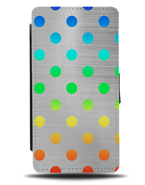 Silver and Multicoloured Spotted Flip Cover Wallet Phone Case Spotty Spots i498