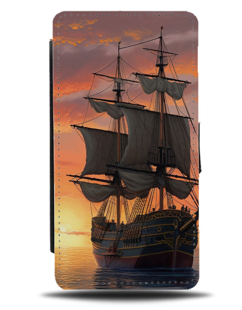 Sunrise Pirate Ship Flip Wallet Case Sunset Sun Rise Set Pirates Picture AY72