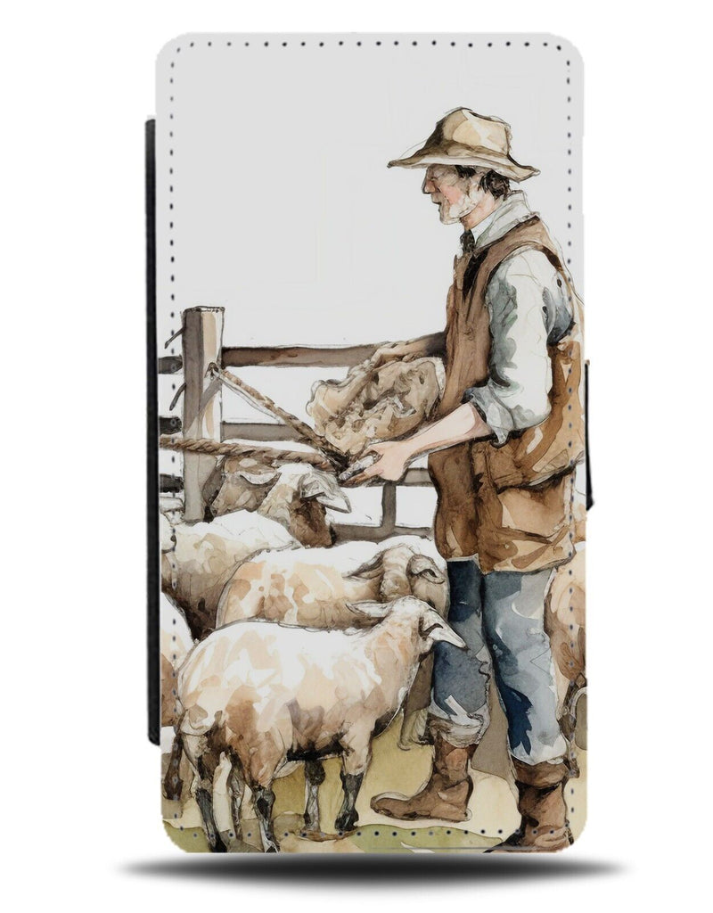Sheepherder Farmer Flip Wallet Case Shepherd Herding Sheep Herd Farm Herder CD84