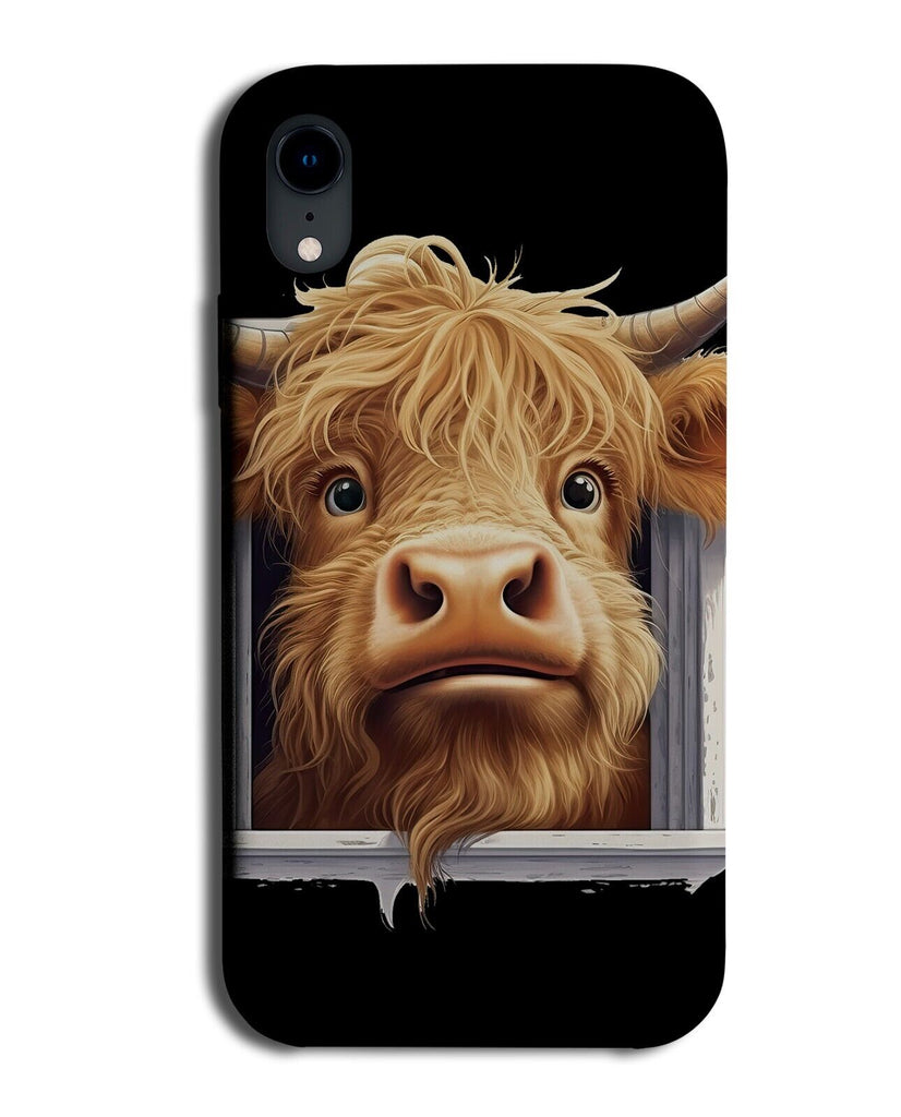 Scottish Highland Cow Head Out Of Window Phone Case Cover Novelty Bull CF76