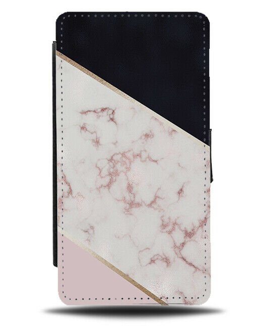 Rose Gold Marble and Black Topping Flip Wallet Case Pattern Picture Print F980