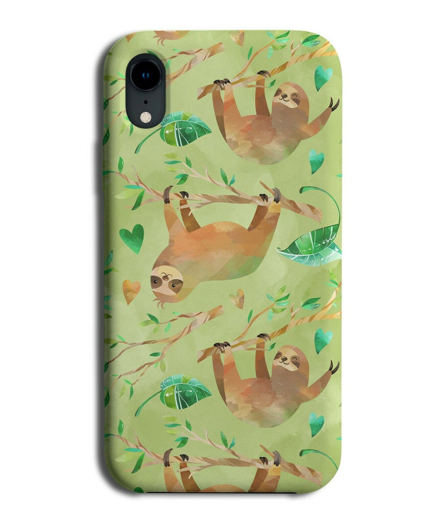 Pale Mint Green Sloths Phone Case Cover Sloth Cartoon Animals Animal G136