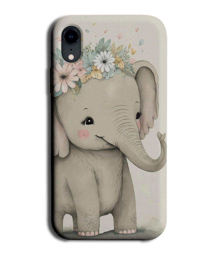 Elephant In Flower Crown Phone Case Cover Elephants Cartoon Girls Painting BJ43