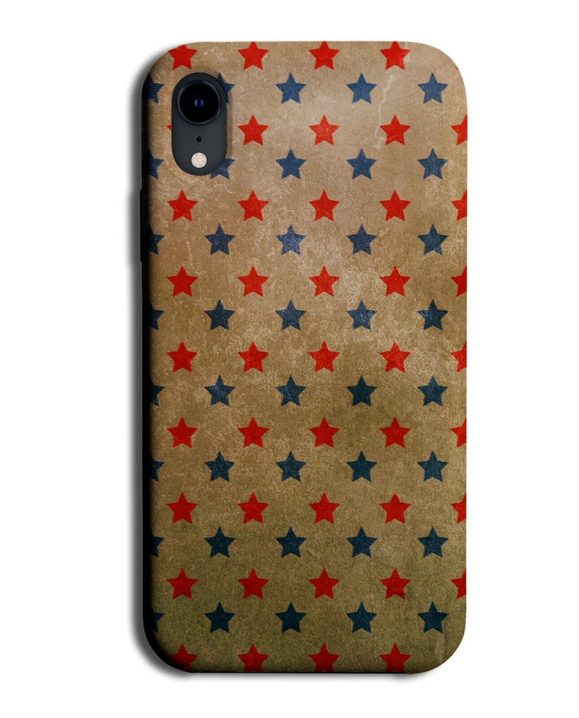 Vintage Faded Stars Pattern Phone Case Cover Old Looking Blue Star Shapes AB77