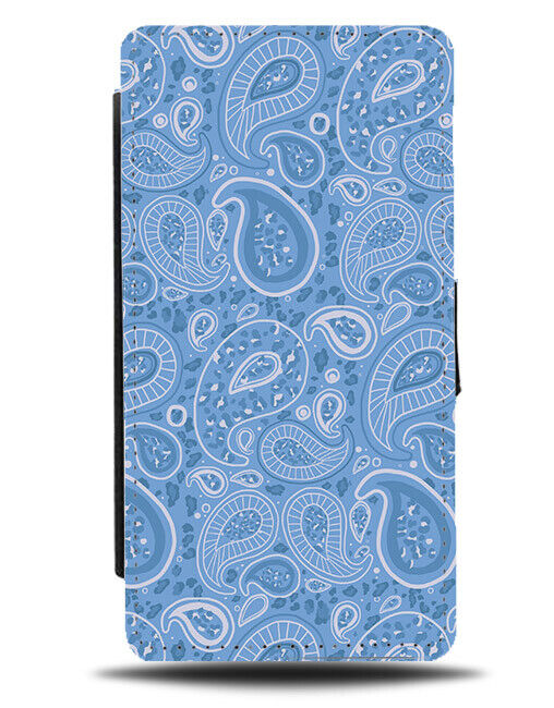 Light Blue Paisley Flip Wallet Case Shapes Design Tribal Indian Design N528