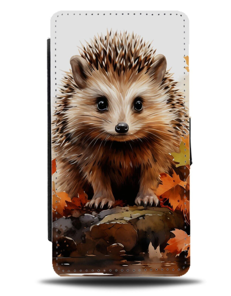 Hedgehog Face Flip Wallet Case Painting Style Hedgehogs Hedge Hog Picture CY86