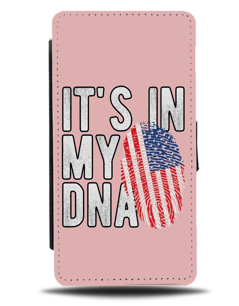Girls Pink Its In My DNA USA Flag Flip Wallet Case Flags Colours American BH06
