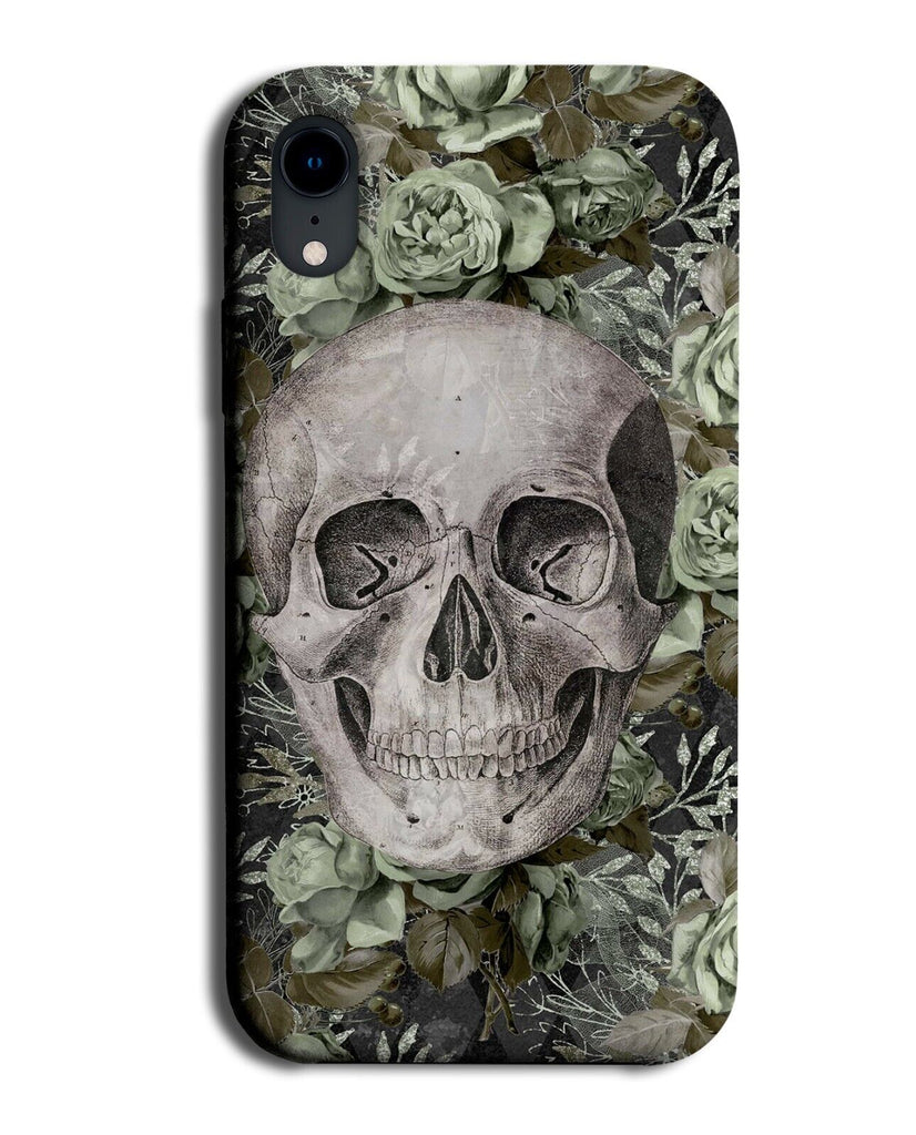 Floral Skull Phone Case Cover Goth Gothic Head Flowers Flower Green Emerald AM69