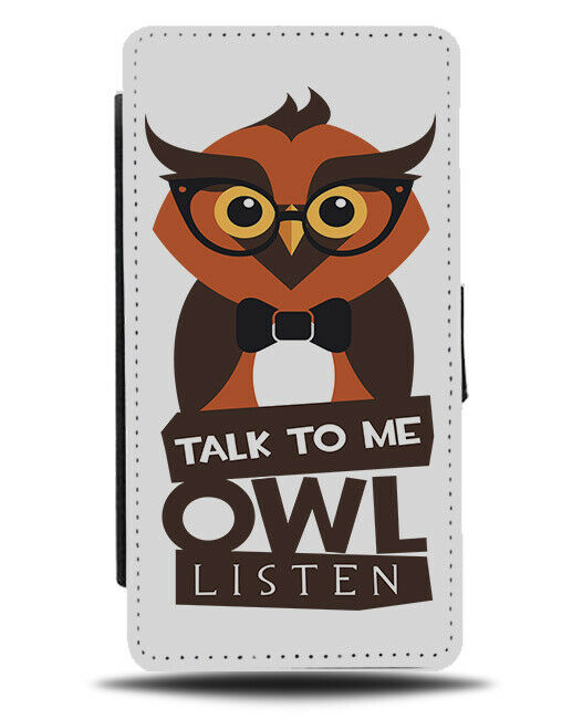 Funny Owl Joke Pun Flip Wallet Phone Case Owls Teacher LOL Bird Dark Brown E494
