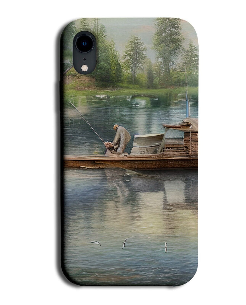 Oil Painting Fishing Print Phone Case Cover Fisherman Grandad Dad Mens Gift AN42
