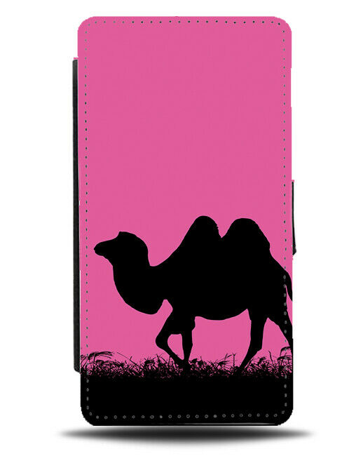 Camel Silhouette Flip Cover Wallet Phone Case Camels Hump Hot Pink Coloured I015
