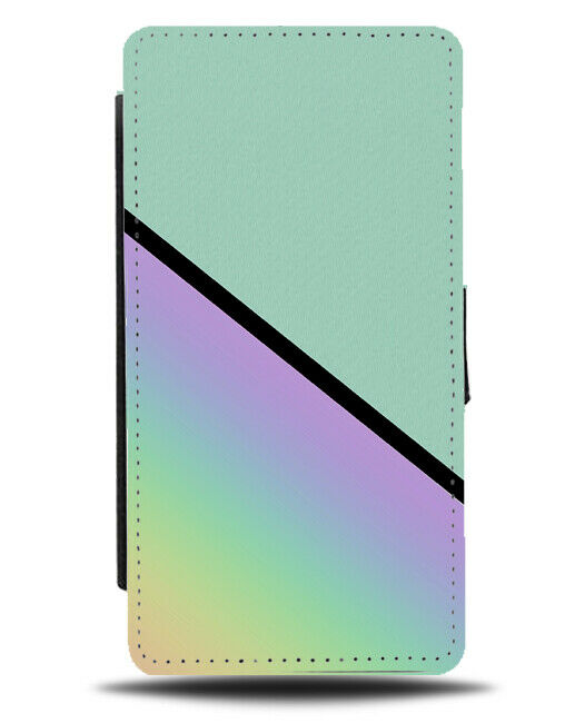 Mint Green and Rainbow Flip Cover Wallet Phone Case Light Pastel Pale Kids i416