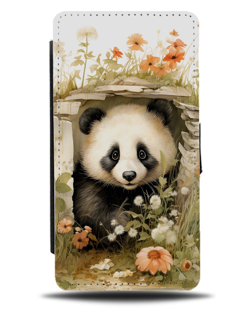 Cute Panda Bear Cub Flip Wallet Case Pandas Hide And Seek In Nature Artwork DE54