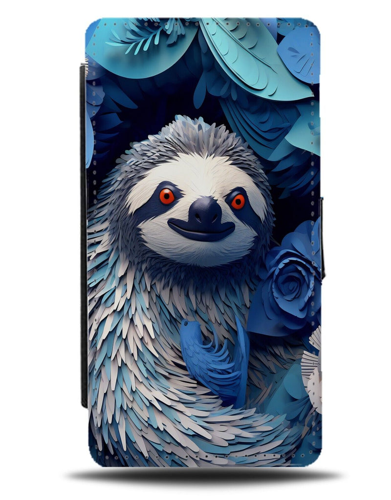 Blue Sloth Flip Wallet Case Novelty Sloths 3D Print Flowers Roses Funny BX32