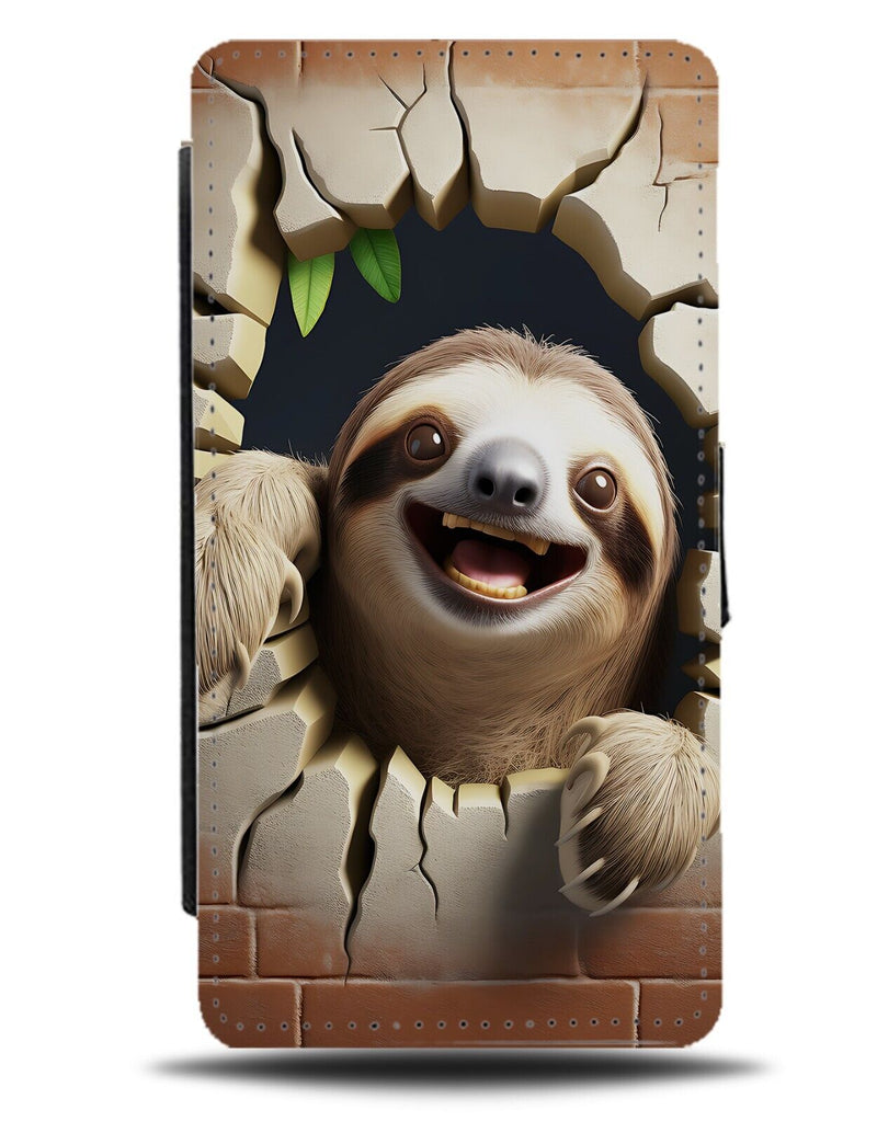 Sloths Bust Through The Wall Design Flip Wallet Case 3D Design Style Print CV70