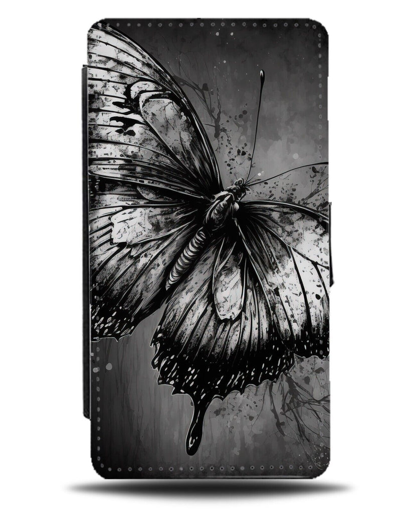 Dark Butterfly Picture Flip Wallet Case Photo Butterflies Wings Gothic Goth BC32