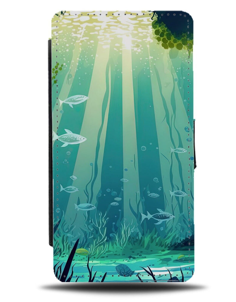 Underwater Flip Wallet Case Under Water Sea Fish Ocean Landscape Wild Print BC06