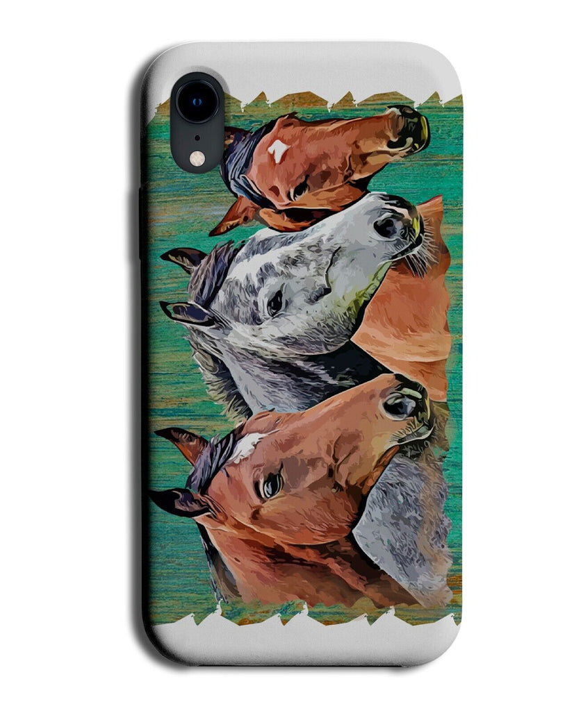 Different Coloured Horses Painting Phone Case Cover Horse Male Face Heads BG41