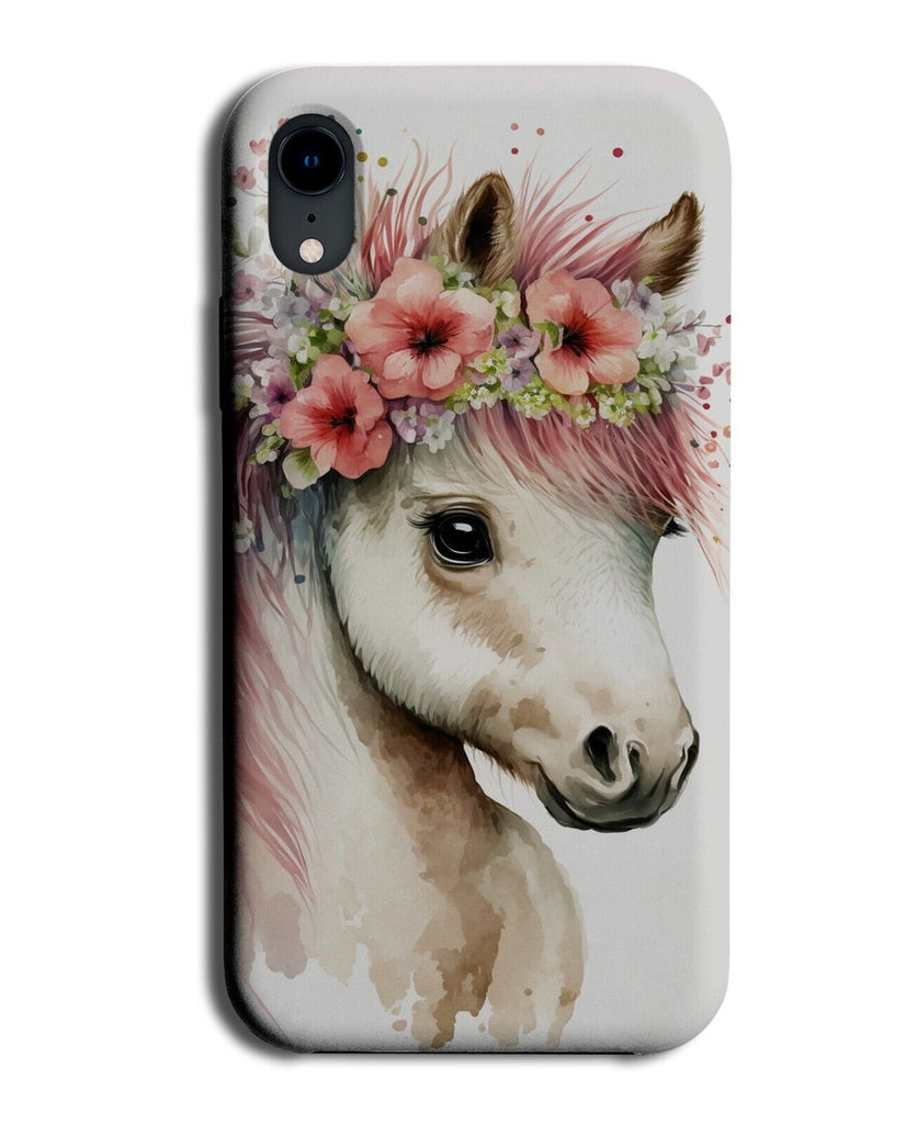 White Pony In Flower Crown Phone Case Cover Floral Boho Watercolour Ponies BD07