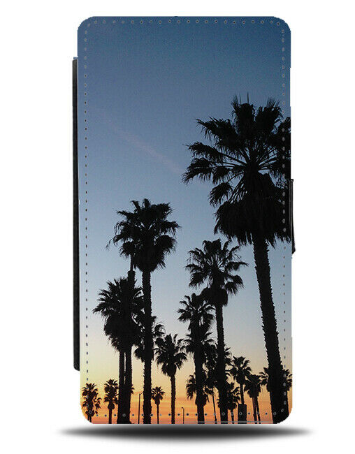 Palm Trees In The Sunrise Flip Wallet Case Sunset Silhouette Outline Shapes G920
